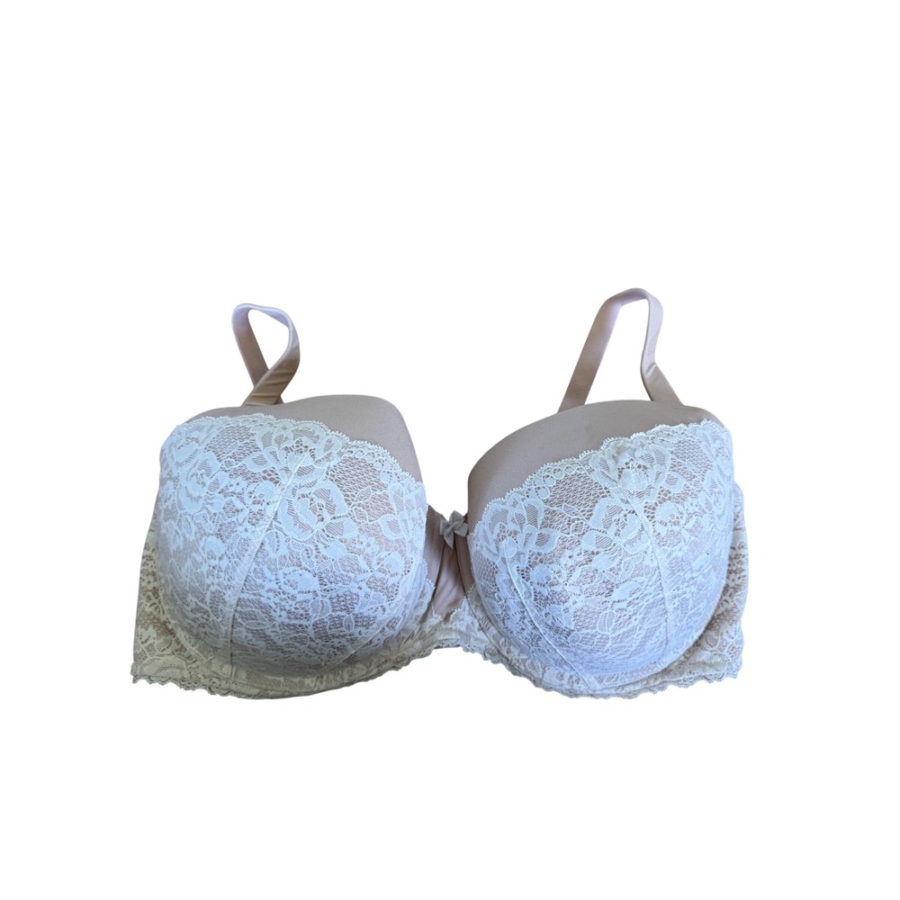 Torrid beige and white lace bra